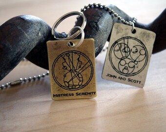 Gallifreyan - Custom Gallifreyan - Key Chain - Geek Jewelry - Doctor Who - Tardis - The Doctor - Doctor Who Fan - Necklace - Pet Tags