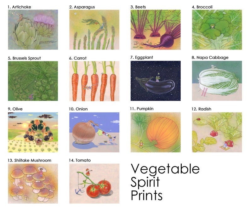 Vegetable Spirit Series Illustration A Set of 2 Prints Etsy
