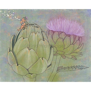 Artichoke Fairy - Vegetable Spirit Series Illustration - Vegetable Art - Vegan Art - 10 x 13 Print - Fine Art Print - Wall Art