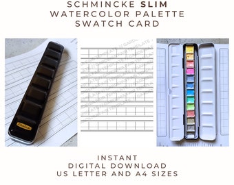 Schmincke Slim Tin Swatch Card Downloadable Digital Template Printable A4 Letter Size