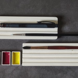 Brush Pen Rest Holder White finish. Watercolor & Calligraphy Art Studio Accessory - FSC Certified Wood Vegan Free Shipping