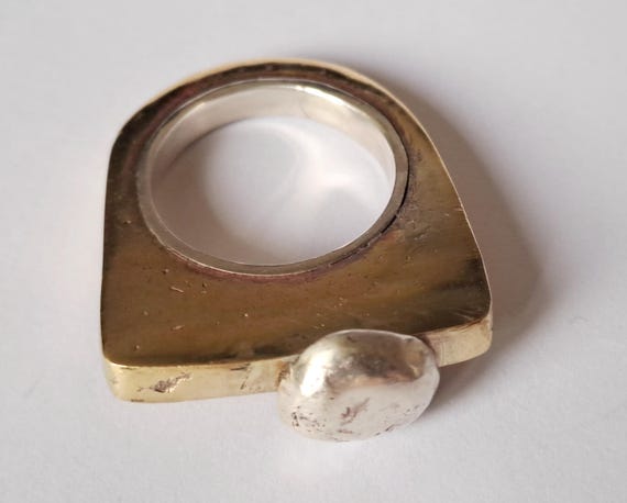 Bague vintage en laiton et argent 925