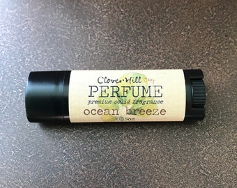 Ocean Breeze Solid Perfume Stick, Travel Size Perfume, Premium Concentrated Fragrance, Ocean & Seaside Foliage Blend, Perfume Balm, 0.15oz