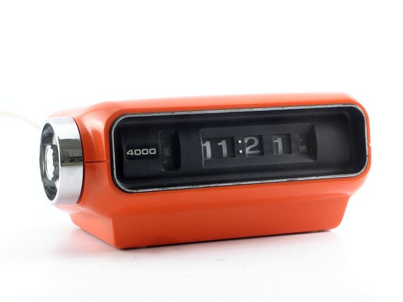 Japanese Vintage Flip Clock SANKYO Digital 4000/ Orange Alarm
