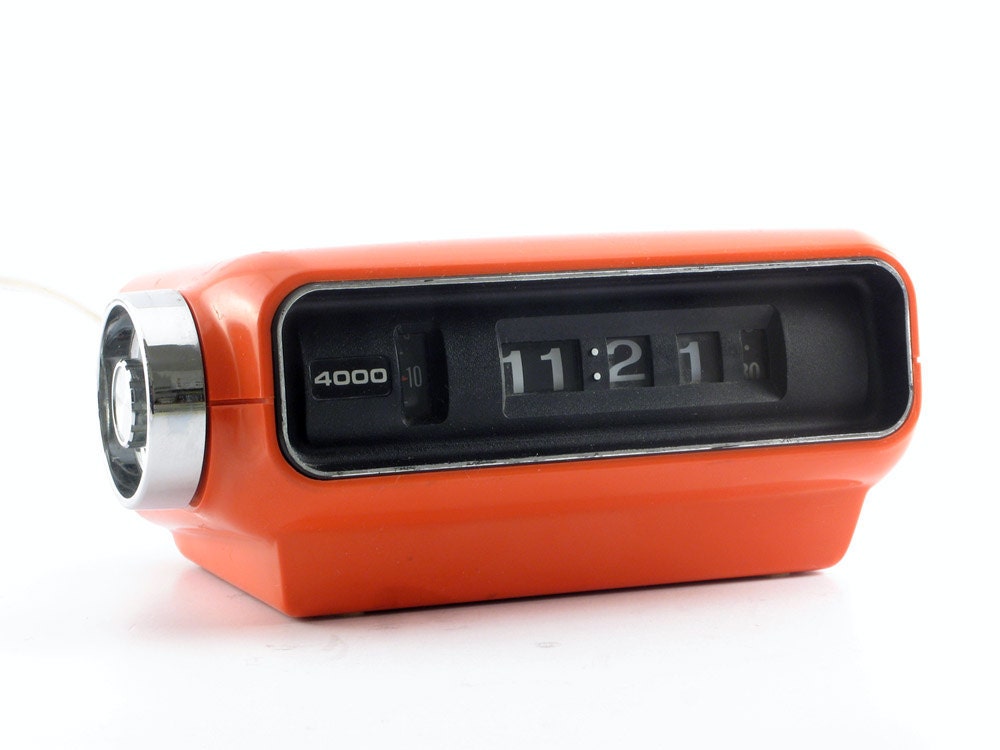 Japanese Vintage Flip Clock SANKYO Digital 4000/ Orange Alarm