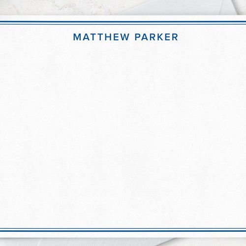 Stationery for Men With Double Border and Name in Modern Font - Etsy