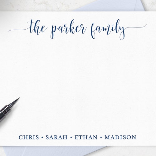 Family Note Cards and Envelopes Stationery Set Personalized Etsy