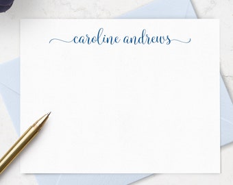 Personalized Note Cards & Envelope Set, Custom Stationery with Name in Choice of Colors, Boxed Stationary Set for Ladies Gift | Set of 10