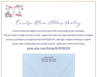 Envelope Return Addressing - Add Your Return Address to Your Envelopes on Your Note Card Order Printing on Envelopes | Set of 10