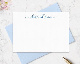 A7 (5 x 7 inch) Personalized Note Cards & Envelope Stationery Set, Custom Stationary with Lowercase Script Name | Set of 10