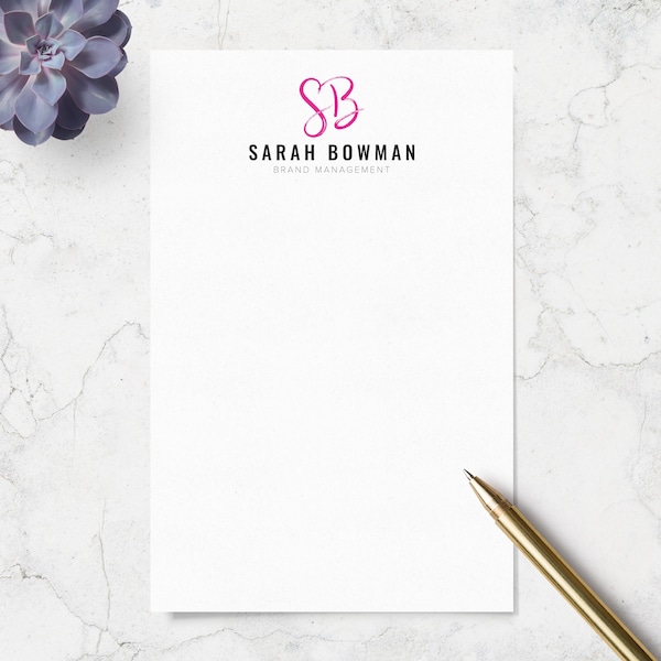 Logo Notepad for Business or Shop, Logo Note Pad with Tear Off Sheets for Corporate Office Business Etsy Shop - 50 or 100 Sheets - 4 Sizes