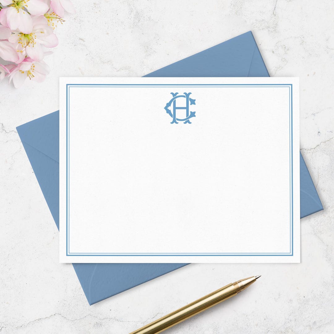 Personalized Interlocking Monogram Note Cards: Classic Stationery Set ...