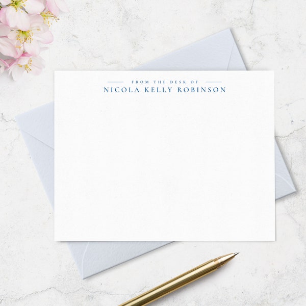 From the Desk of Note Cards Personalized with Name in Choice of Colors, Professional Corporate Business Stationery Men or Women | Set of 10