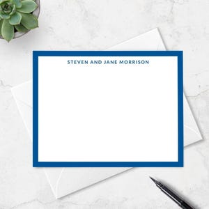Personalized Note Cards with Border, Thank You Card Stationery Set for Business or Wedding