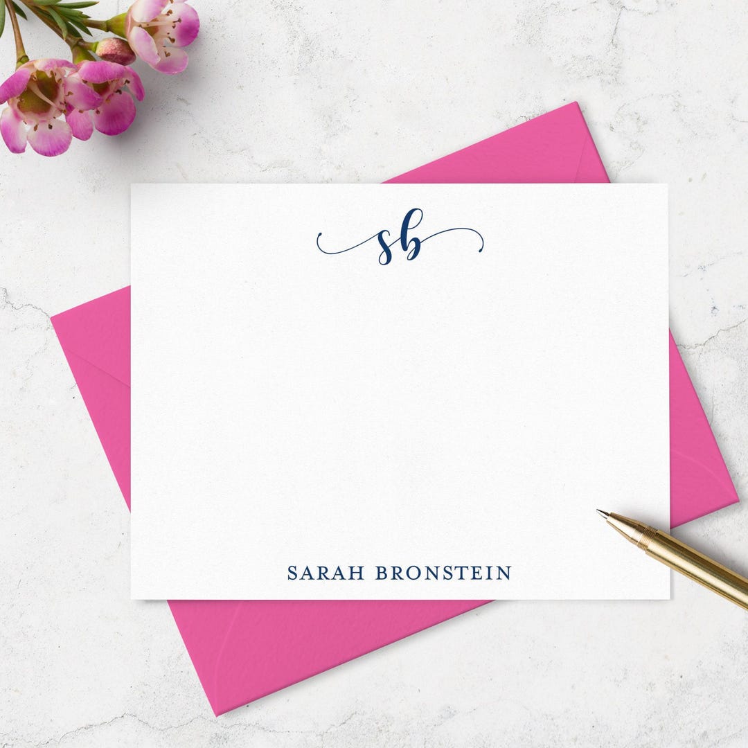 Personalized Monogram Note Card Set: Custom Stationery, Choice of ...