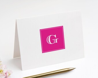 Personalized Monogram Folded Note Card Set, Stationery