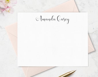 Personalized Note Cards & Envelope Stationery Set, Custom Stationary with Name in Choice of Colors, Ladies Note Cards | Set of 10