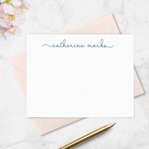 Personalized Note Cards for Women, Lowercase Script Name Stationery Set with Envelopes, Custom Thank You Cards, Gift for Her A2 or A7 image 6