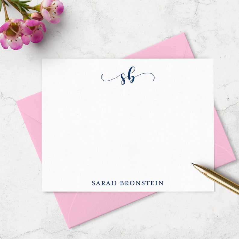 Personalized Note Card Set With 2 or 3 Letter Monogram and Etsy