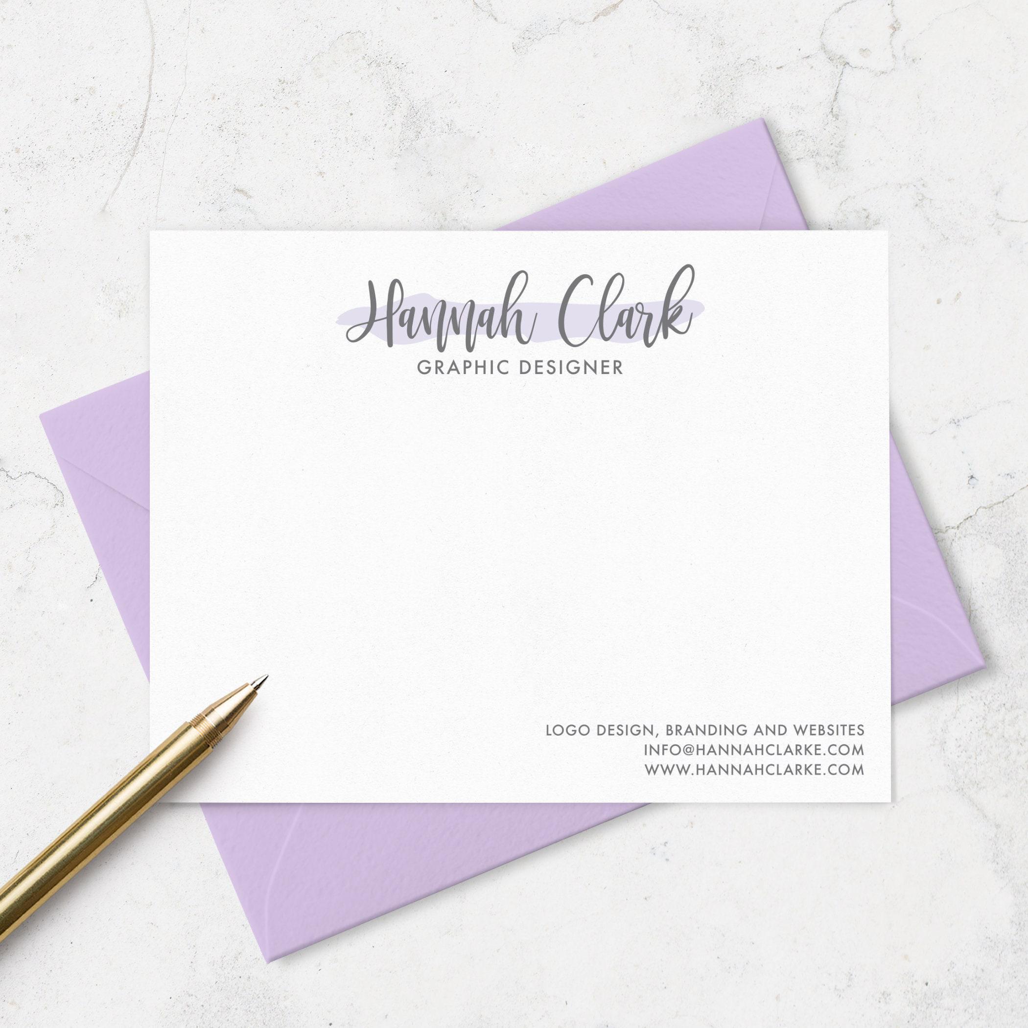 FLAT Logo Note Cards & Envelopes for Shop or Business, Custom ...