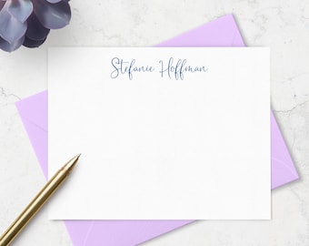 Personalized Note Cards Stationary Set, Custom Stationery with Name in Choice of Colors,  Stationary Set for Ladies Gift | Set of 10
