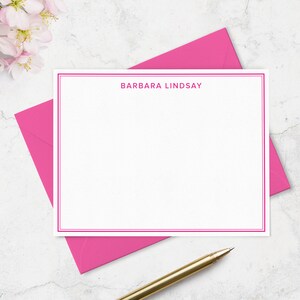 Double Border Note Card Stationary with Name in Modern Font, Set of 10 Flat Notecards, Simple Professional Business Note Card Stationery Set image 2