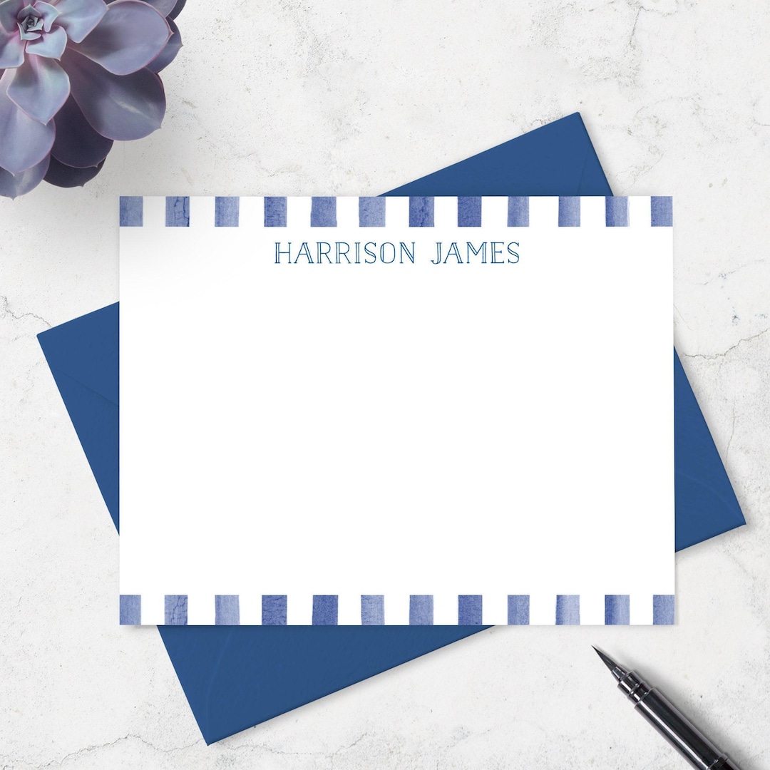 Note Cards for Boys, Personalized Notecard & Envelope Stationery Set ...