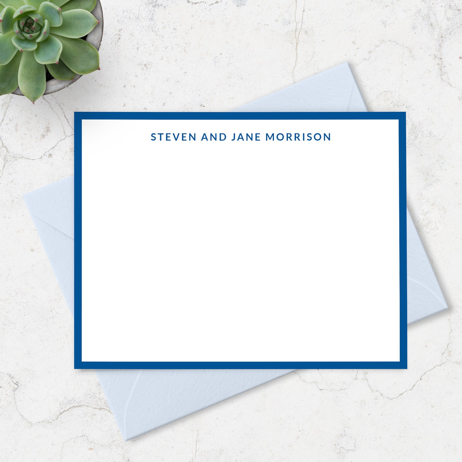 Classic Border Note Card Stationary With Name in Simple Modern - Etsy