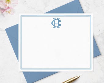 Personalized Monogram Stationary, Custom Notecards With Envelopes, Couples Wedding Stationery Thank You Notes