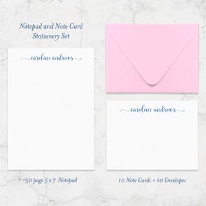Personalized Stationery Set with Lowercase Script: Note Cards, Envelopes & Notepad
