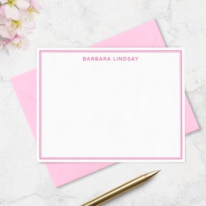 Double Border Note Card Stationary with Name in Modern Font, Set of 10 Flat Notecards, Simple Professional Business Note Card Stationery Set image 3