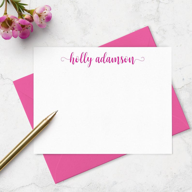 Personalized Note Cards & Envelope Set, Custom Stationery with Name in Choice of Colors - A2 or A7 bild 1