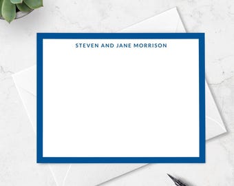 Personalized Note Cards with Border, Thank You Card Stationery Set for Business or Wedding
