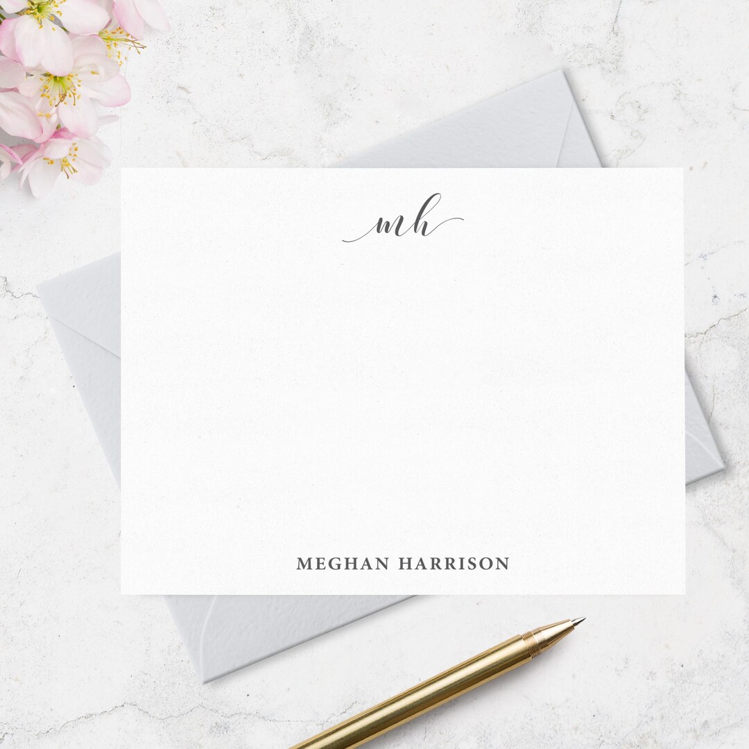 Personalized Monogram Note Card Set: Custom Monogrammed Stationery ...