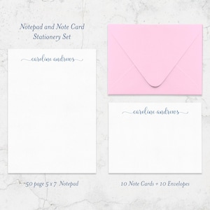 Personalized Stationery Set with Lowercase Script: Note Cards, Envelopes & Notepad