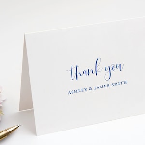 Thank You Note Cards Personalized with Names, Folded A2 Stationery Notecards, Wedding Thank You Cards for Couples, Elegant Modern Design