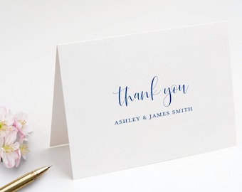 Thank You Note Cards Personalized with Names, Folded A2 Stationery Notecards, Wedding Thank You Cards for Couples, Elegant Modern Design