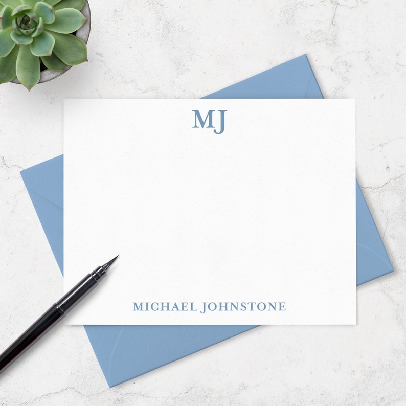 Monogrammed Note Cards for Men Custom Stationery Set With Etsy Denmark