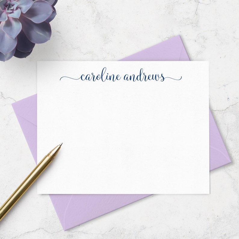 Personalized Note Cards & Envelope Set, Custom Stationery with Name in Choice of Colors, Stationary Set for Ladies Gift Set of 10 image 3