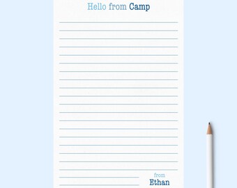 Camp Notepad for Boys or Girls - Personalized Stationery for Summer Camp for Children - Writing Paper for Camp - Blue or Pink - Camp 2026