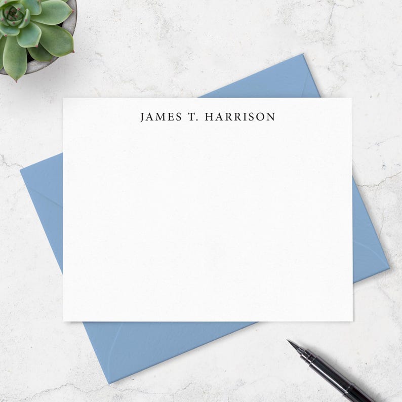 Personalized Note Cards for Men With Envelopes, Professional Stationery ...