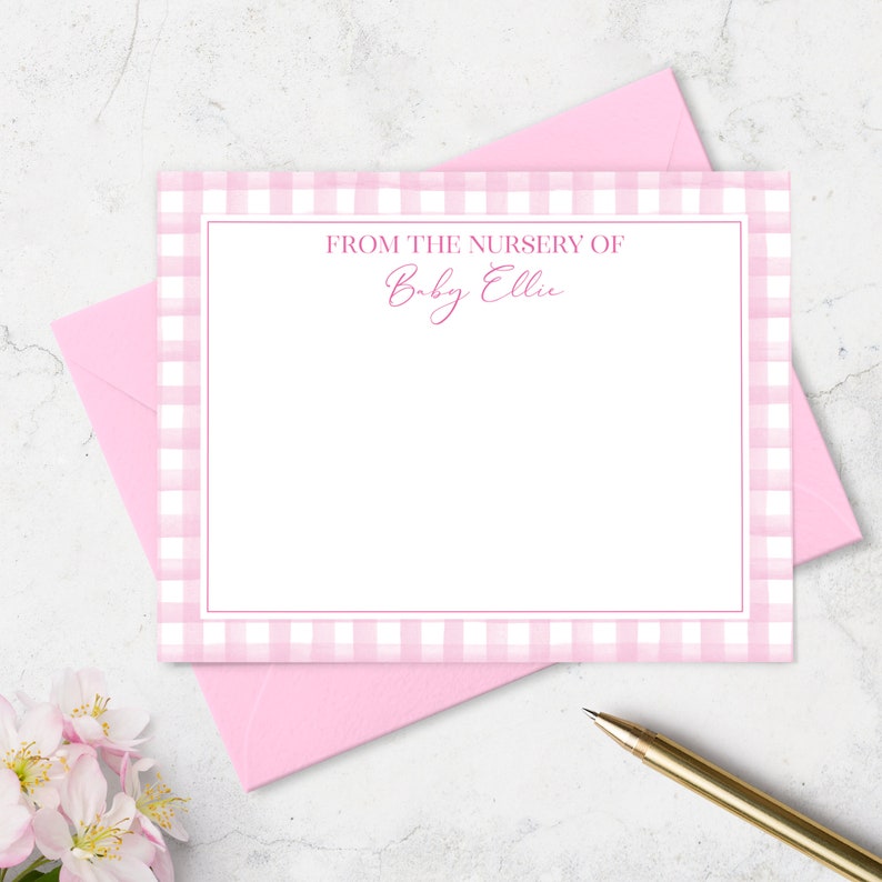 Personalized Baby Note Cards From the Nursery of Baby Girl Etsy