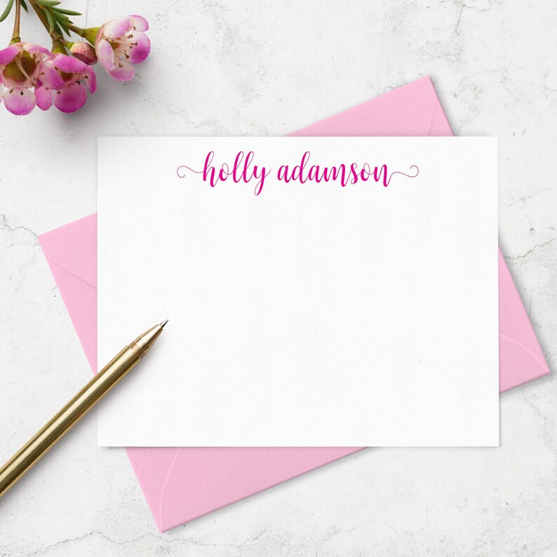 Personalized Note Cards & Envelope Set, Custom Stationery With Name in ...