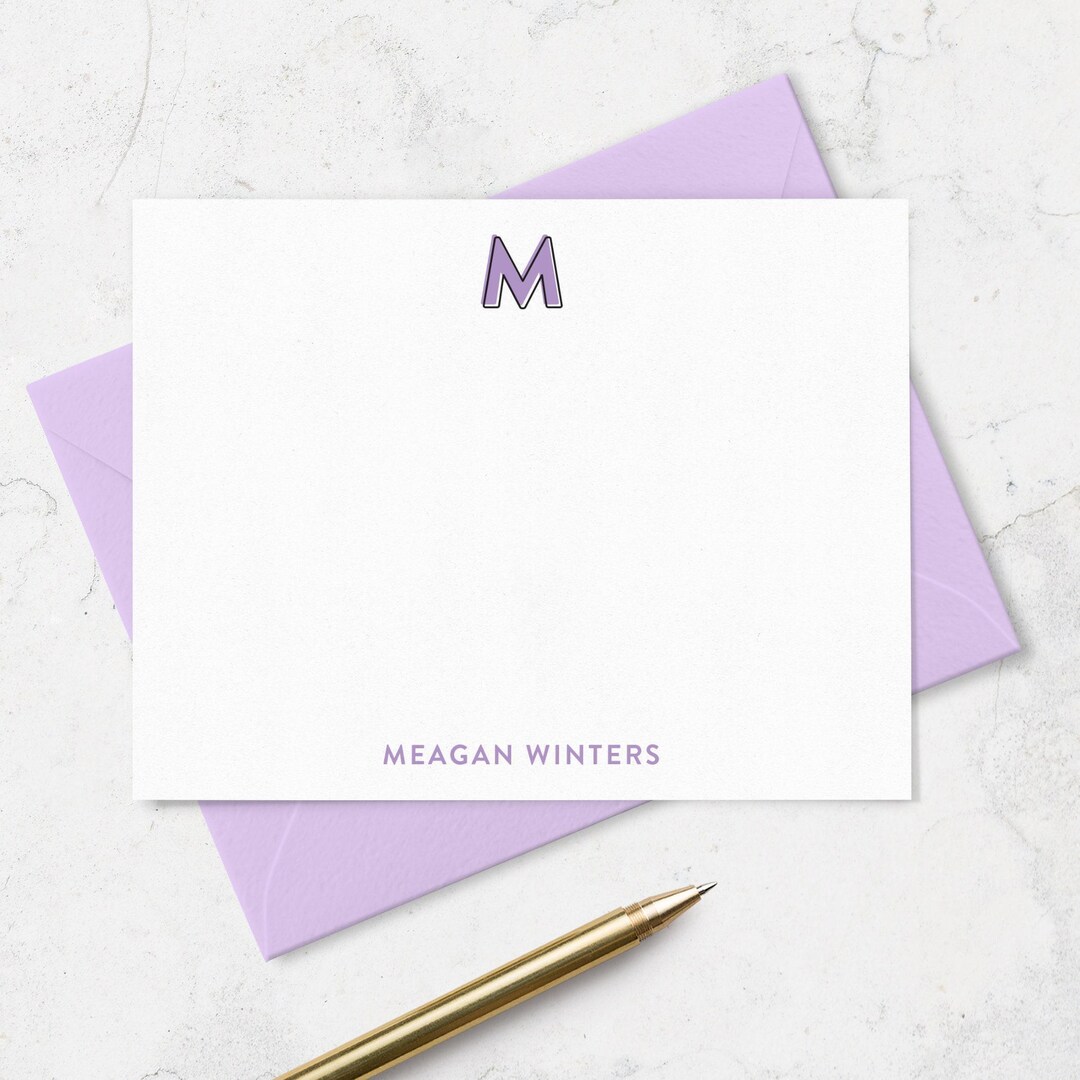 Stationary Monogrammed Note Cards and Envelopes Modern Personalized ...