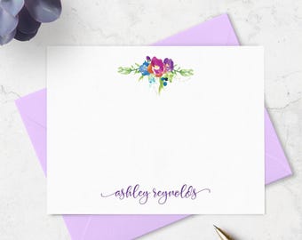 Custom Floral Note Cards: Personalized Stationery Set | A2 or A7
