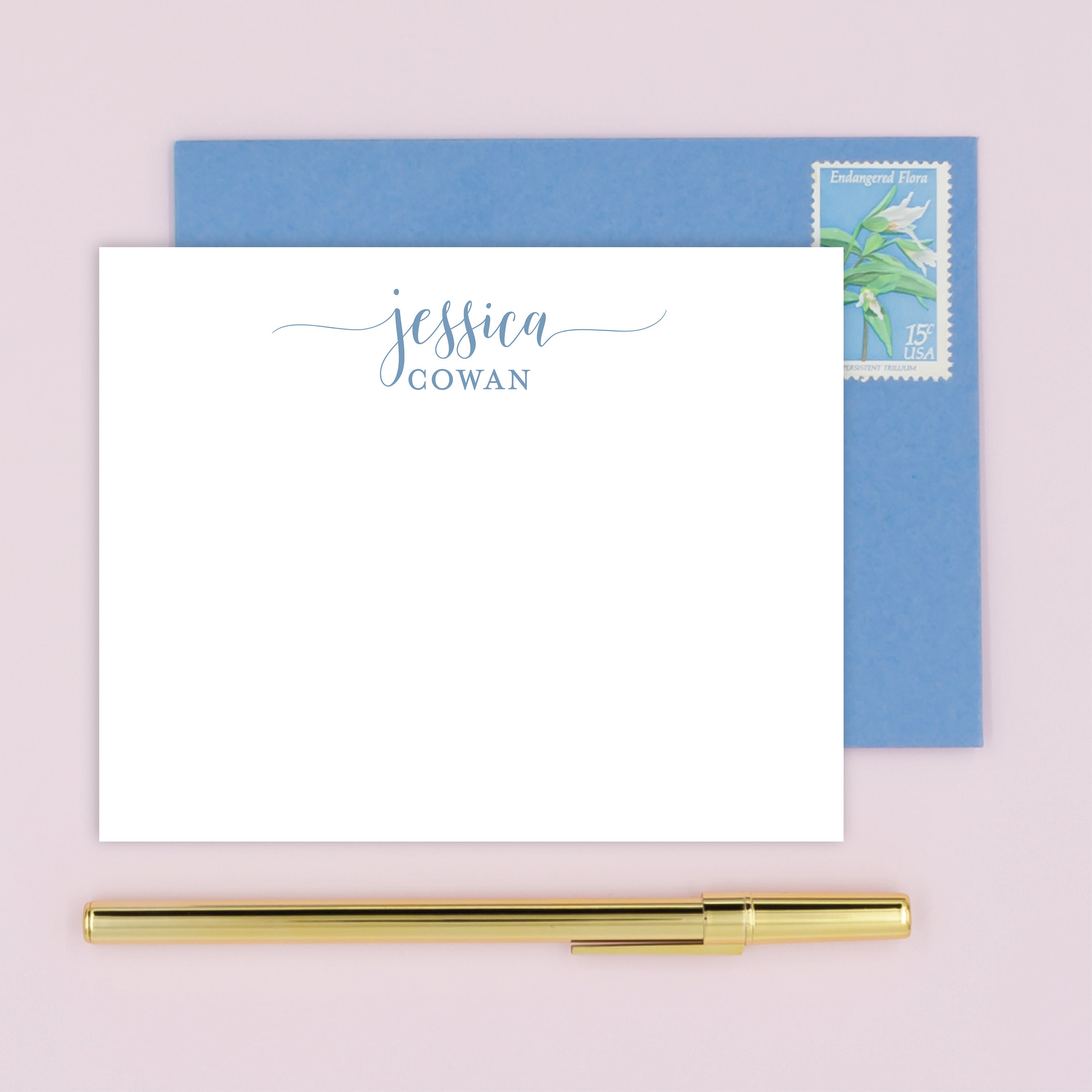 Personalized note cards with name in calligraphy script boxed etsy