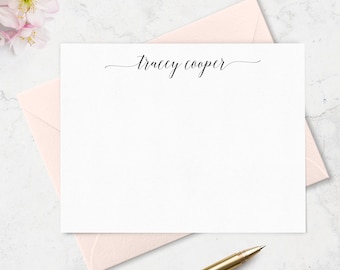 Personalized Stationery Note Cards & Envelope Set, Personalized Script Stationery in Choice of Ink and Envelope Colors | Set of 10