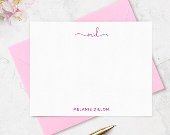 Personalized Monogram Note Card Set: Custom Stationery | A2 or A7