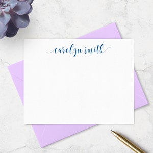 Stationary Note Cards with Envelopes  Stationery Set Personalized with a Name in Calligraphy Script Font, Set of 10 Choose Colors