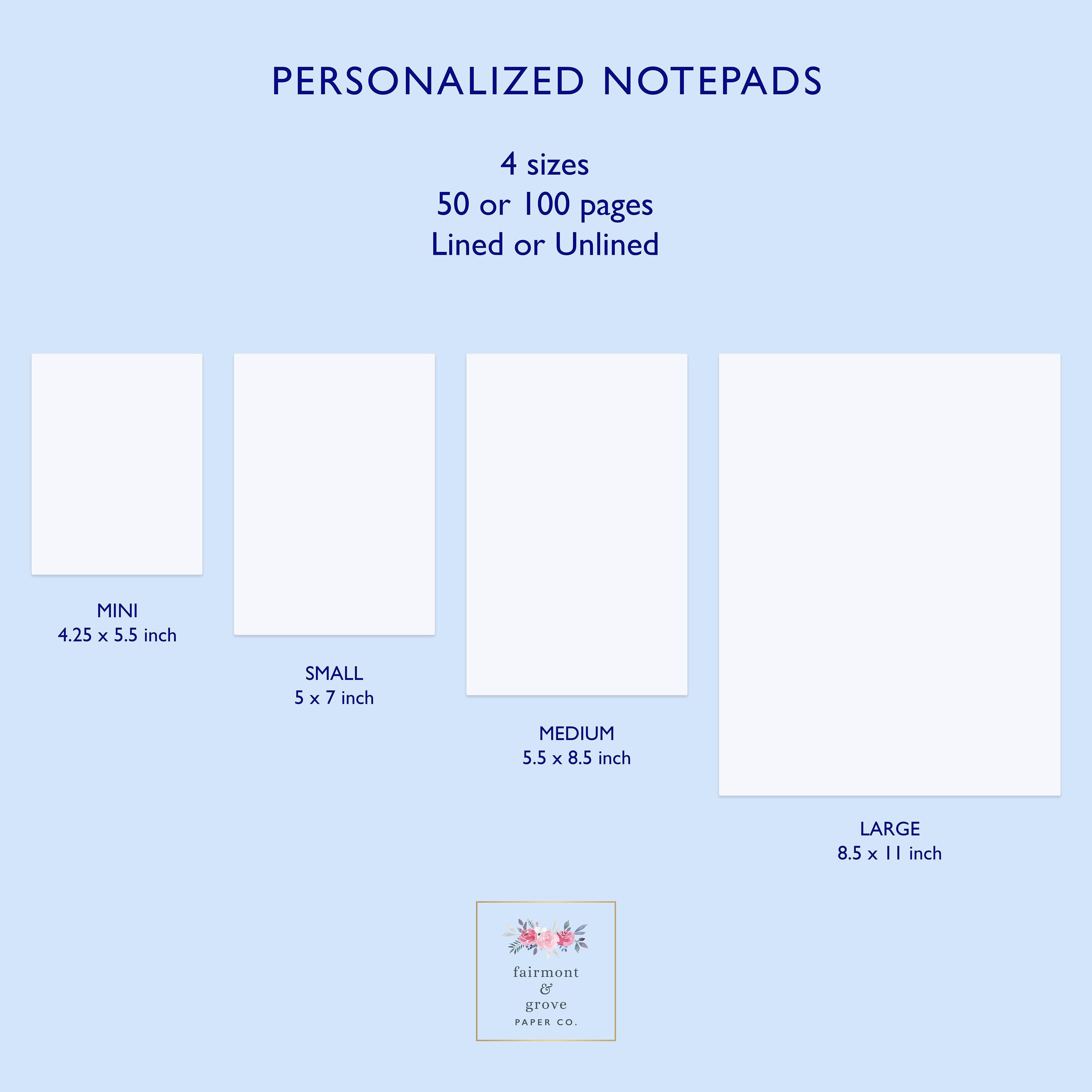 Personalized Notepad With Monogram - Custom Stationery With Name In Choice Of Colors